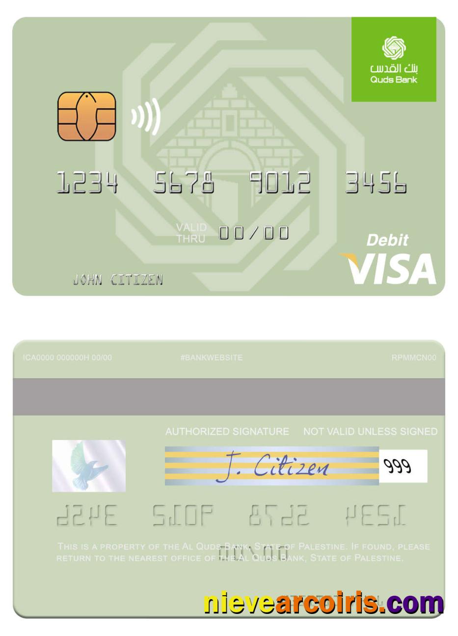 State of Palestine Al Quds Bank visa debit card